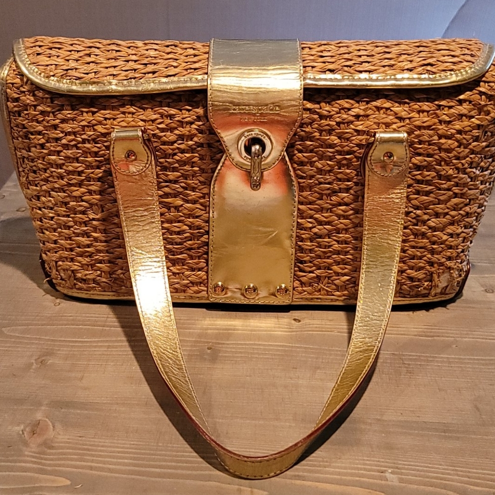 Kate spade gold wicker purse bag